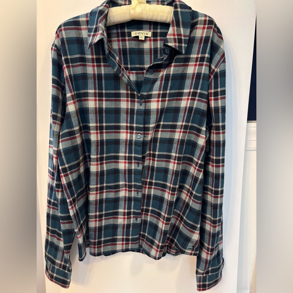 Orvis Plaid Flannel Shirt SZ XL Western Rodeo Maximalist